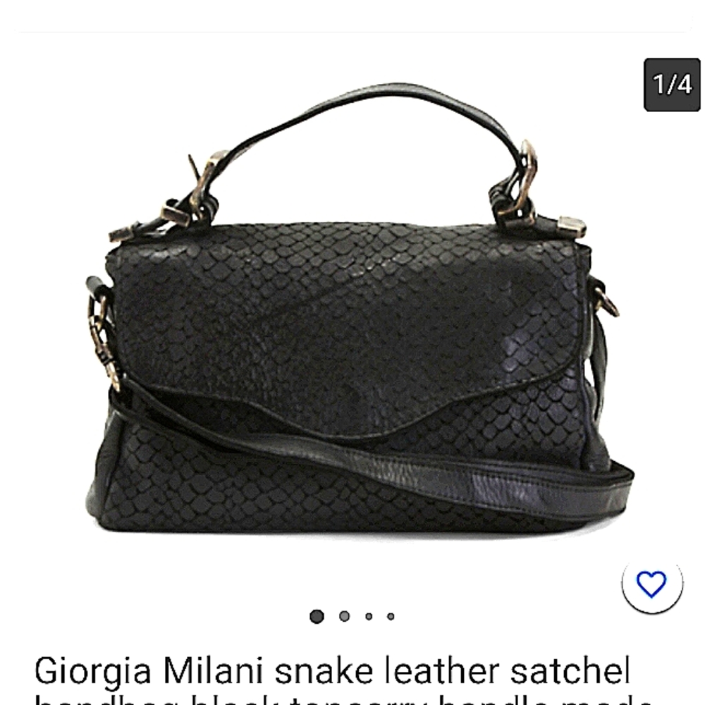 Giorgia Milani snake skin leather satchel handbag top carry new condition
